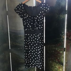 Express Black Dress with White Polka Dots